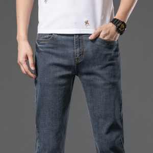 金盾(KIN DON)秋冬厚款牛仔裤男士宽松直筒潮牌中年冬天弹力修身长裤子