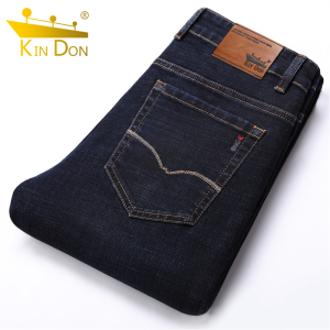 金盾(KIN DON)牛仔裤男冬季厚款宽松直筒男士长裤子大码休闲弹力修身潮流秋冬款男裤子黑色