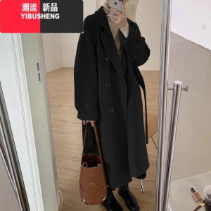 YIBUSHENG高级感毛呢外套女2023新款季韩版小个子中长款呢子大衣加厚潮