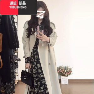 YIBUSHENG2023新款春小个子韩系中长款风衣外套薄款女装气质高级感大衣