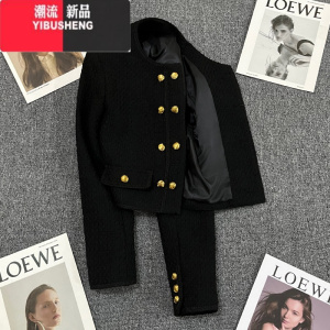 YIBUSHENG黑色小香风西装外套女2022年新款小个子设计感小众百搭小西服