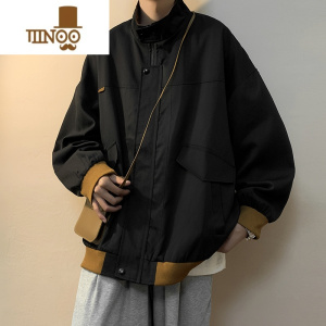 YANXU美式复古工装外套男士春季新款设计感高街潮牌宽松休闲棒球服夹克