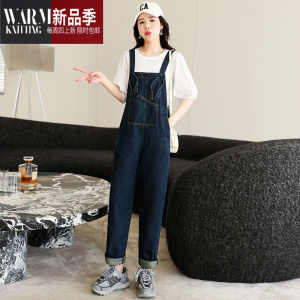 SHANCHAO牛仔背带裤女2023年新款韩版宽松时尚减龄小个子显瘦套
