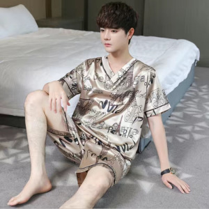 SHANCHAO睡衣男士冰夏季短袖加大码韩版青少年休闲薄款套装家居服