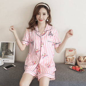 SHANCHAO2022年夏季韩国睡衣女夏天薄款短袖短裤套装可外穿家居服
