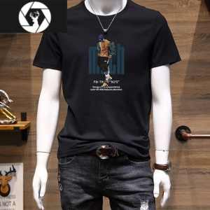 HongZun夏季短袖t恤男士2023新款韩版印花上衣服时尚休闲半袖体恤衫
