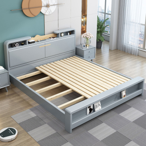 兰秀家居 新款储物实木床 北欧1.8m现代简约1.5米主卧双人床高箱床
