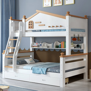 兰秀家居 实木儿童床上下床两层高低床子母床小户型上下铺木床双层