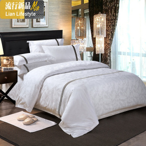 五星级60支棉宾馆床上用品批发专用白色酒店民宿被芯四件套 三维工匠