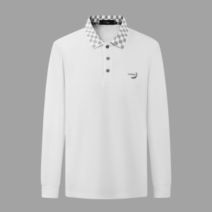 鳄鱼恤CROCODILE POLO衫男士商务休闲秋冬时尚棋盘格翻领长袖T恤