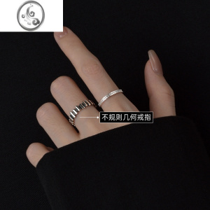 JiMiS925银银戒指女小众设计时尚个性气质冷淡风可调节食指指环男潮