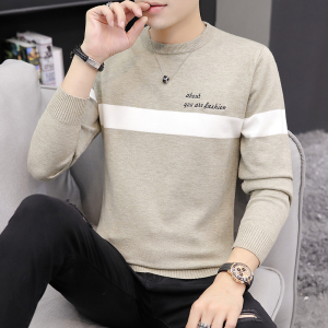 SUNTEK长袖t恤男士针织衫秋季新款韩版圆领毛衣男装潮流个性线衫线衣服T恤