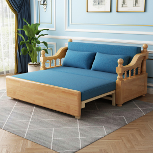 锐取 沙发床 欧式美式实木沙发床两用小户型客厅伸缩床可伸缩床可折叠双人多功能坐卧两用1.2米1.5米1.8米床