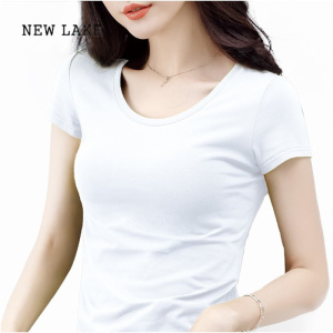 NEW LAKE韩版连帽白色短袖t恤女2024夏季新款宽松卫衣显瘦百搭遮肚上衣潮