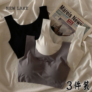 NEW LAKE3件冰丝内衣女学生少女初中生高中发育期抹胸文胸黑色小背心