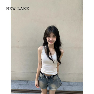 NEW LAKE纯棉白色小吊带工字背心女夏季内搭外穿修身显瘦甜辣纯欲无袖上衣