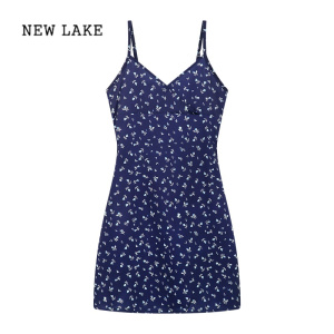 NEW LAKE法式纯欲风甜美碎花吊带连衣裙子夏季女装韩版减龄显瘦小个子短裙