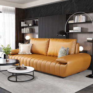 百冠环球 意式极简科技布布艺沙发客厅现代轻奢乳胶羽绒网红设计师直排沙发