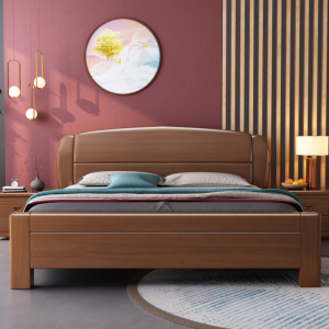 百冠环球 胡桃木床实木1.8米家用新中式现代简约家具主卧高箱储物双人大床