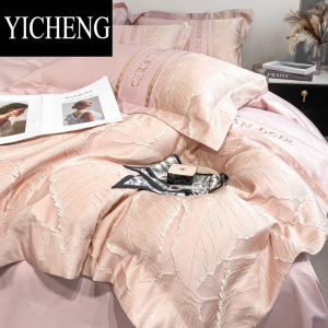 YICHENG欧式160支长绒棉四件套床单刺绣被套床笠公主风床上用品4