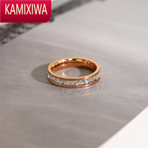 KAMIXIWA满天星水晶戒指女钛钢不掉色食指戒子2022年新款韩国网红尾戒指环
