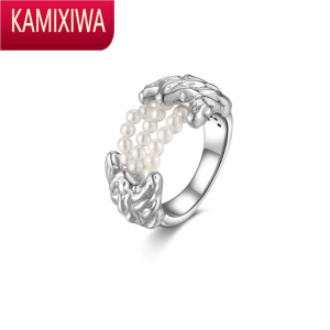 KAMIXIWA周深]高级感珍珠时尚饰品小众设计纹理拼接戒指