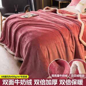 加厚珊瑚绒双层毛毯被子冬季法兰绒床单人宿舍学生午睡毯