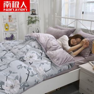 水晶绒被套单双人加绒加厚法兰绒珊瑚绒被单套被罩单件