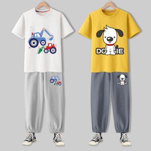 童装男童帅气套装中大童夏宽松衣服男两件套潮