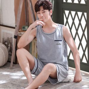 男士睡衣男夏季薄款套装背心短裤宽松加大码夏天家居服
