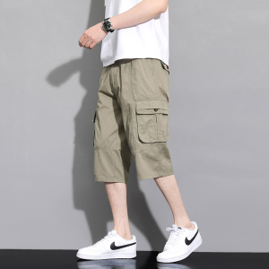 渔人船长夏季男士工装七分裤轻薄透气纯棉休闲运动裤短裤中裤