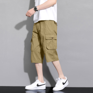 渔人船长夏季男士工装七分裤轻薄透气纯棉休闲运动裤短裤中裤