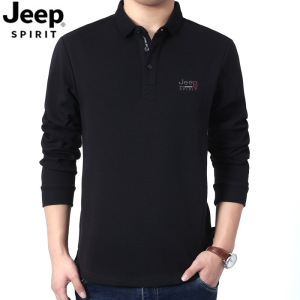 JEEP SPIRIT吉普秋冬季新款长袖T恤男翻领POLO衫宽松大码上衣