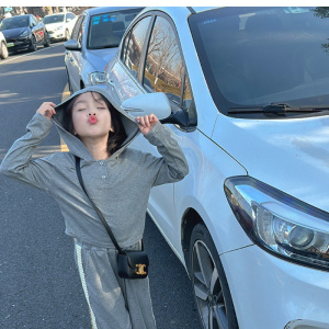 女童秋款套装新款韩系童装连帽衫休闲阔腿裤运动秋季两件套潮