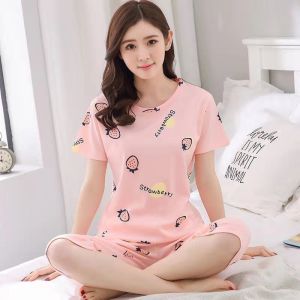 睡衣女春秋款大码长袖睡衣女韩版休闲睡衣女夏季短袖七分裤家居服