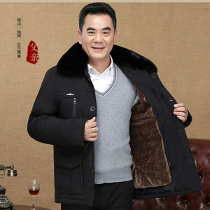 中老年男士棉衣加绒加厚款爷爷冬季棉袄爸爸冬装外套老人冬天衣服