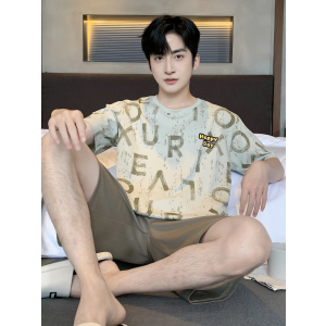 睡衣男款夏季纯棉薄款短袖短裤套装男士卡通休闲大码可外穿家居服