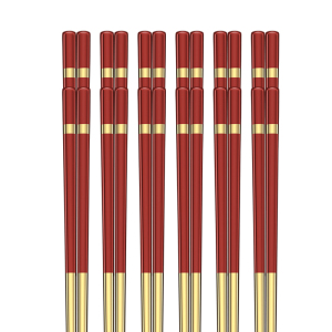 莱柏顿316L不锈钢筷子结婚喜宴乔迁红色快子防滑家用耐高温喜筷婚庆用品