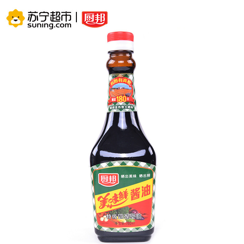 自营深圳仓 厨邦美味鲜酱油瓶装760ml酿造酱油炒菜凉拌调料生抽调味品