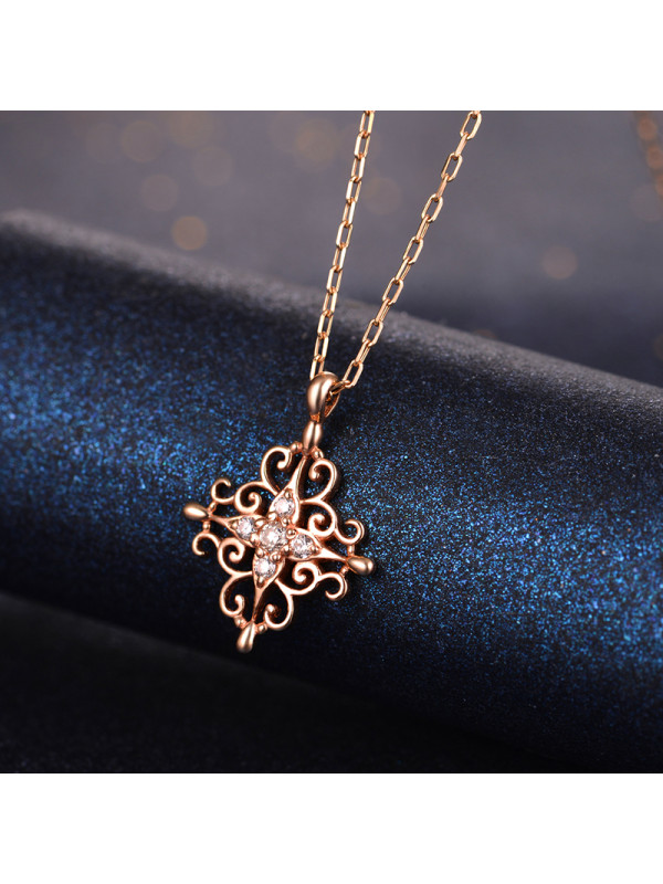 佐卡伊 玫瑰窗 玫瑰9k金钻石项链套链